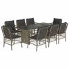 VidaXL Ensemble à Manger de Jardin avec Coussins 9 pcs, Table et Chaise de Terrasse, Meubles de Patio, Mobilier d'Extérieur, 3212061