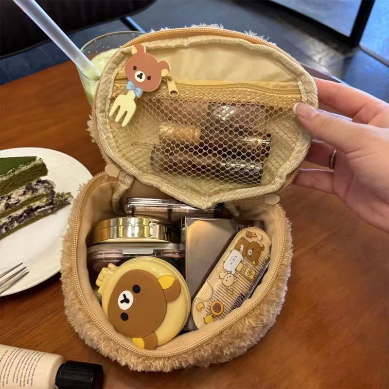 Cartoon Rilakkuma Storage Mini Makeup Bag Portable Toiletry Pouch Essential For Travel Practical Bathroom Anime Periphery Gift