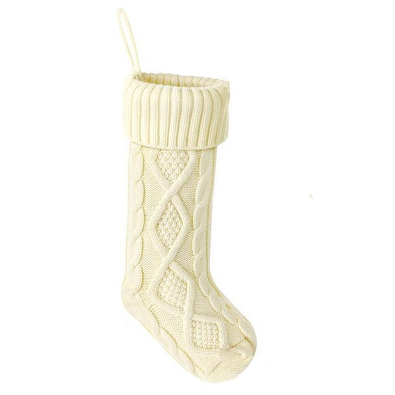 1 Piece Of Christmas Stockings 17 Inch Long Rope knitted Stockings Christmas Hanging Stockings Decorative Socks