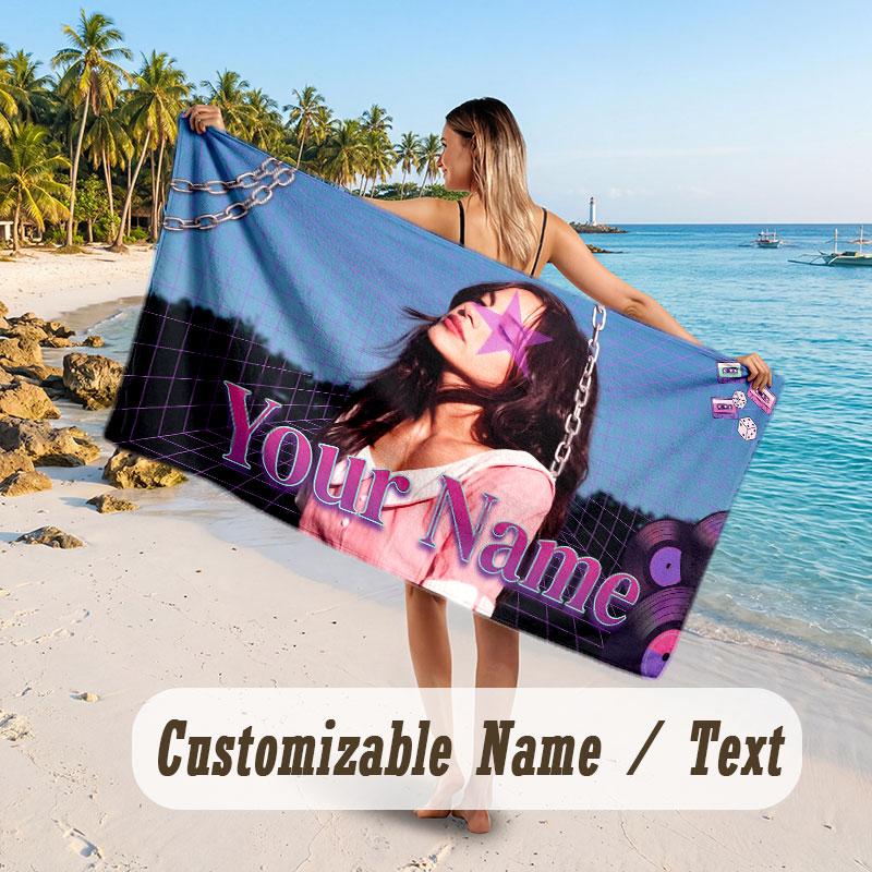 Custom Name Large Beach Towel,Olivia Rodrigo Quick Absorbent Towel For Outdoor Travel Poolside