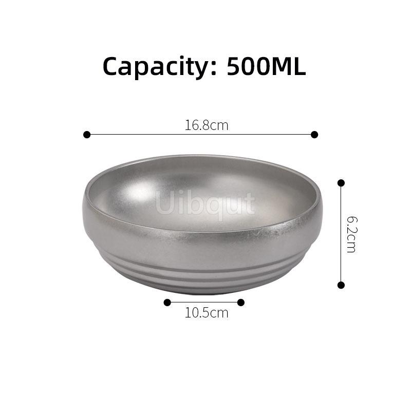 Vintage Korean Style Cold Noodle Bowl Stainless Steel Double Layer Anti Scald Ramen Large Soup Bowl River Snail Rice Noodle Tray