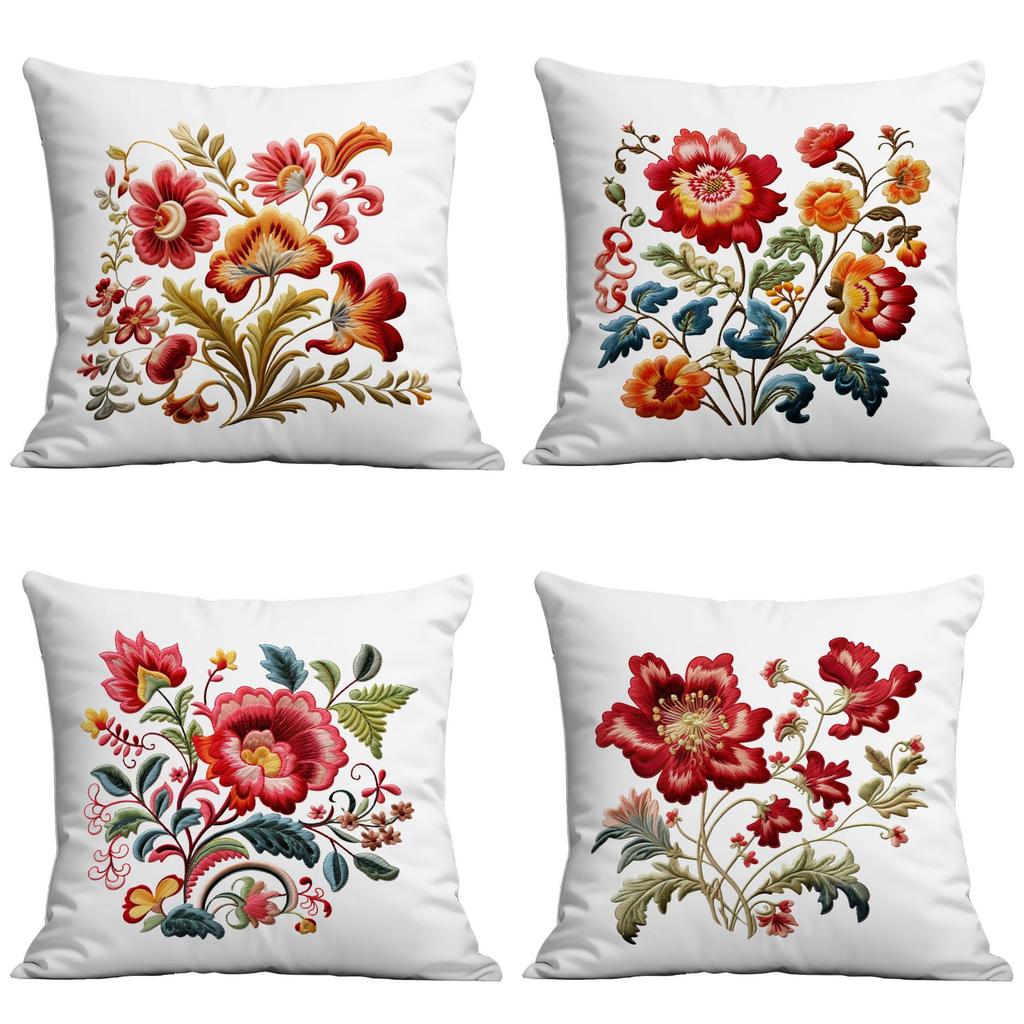 Spring and Summer Imitation Embroidered Flower Pillowcase Home Sofa Living Room Pillowcase New Style Pillowcase