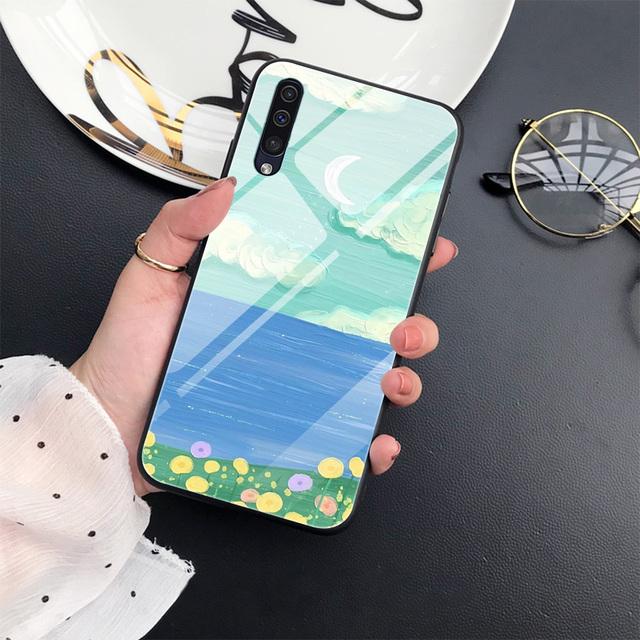 

Чехол с изображением пейзажа для Samsung Galaxy A52 A70 A71 A73 A53 A13 5g A03 A72 A22 A21s A03 Core A42, крышка из закаленного стекла For Samsung A02S