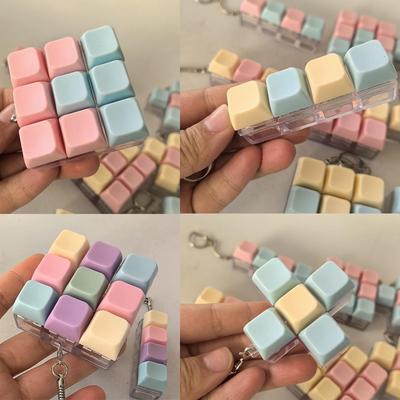 Colorful Keyboard Fidget Toys For Adults Kids,1/4/5/9‑buttons Pastel Keyboard Clicker Keychain For Work Stress Relief Anxiety