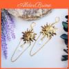 Bohemian Sun Motif Crystal Earrings With Steel Ear Posts For Stylish Everyday Use