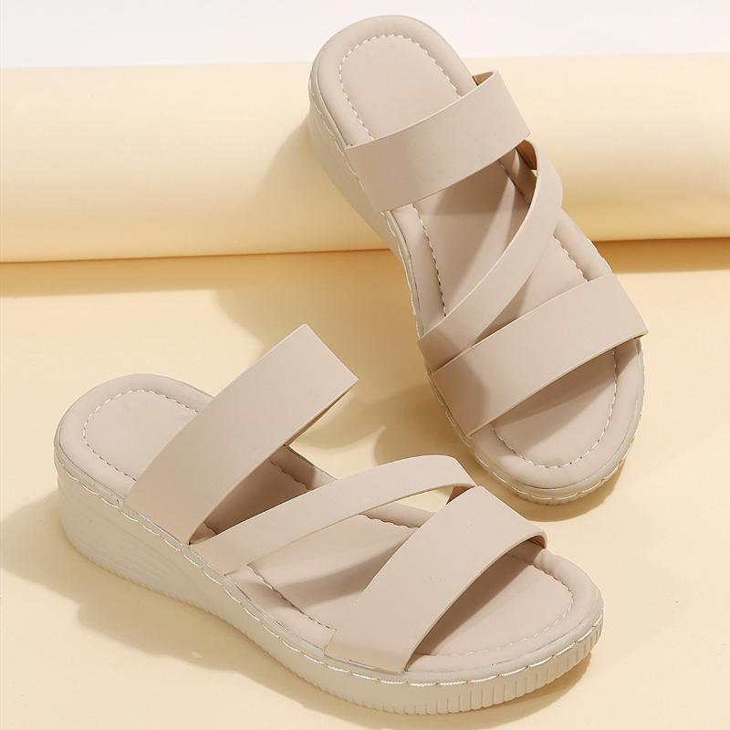 Женские летние тапочки с открытым носком Pok Heel большие тапочки Matsuke с открытым носком 36 бежевый 1859₽