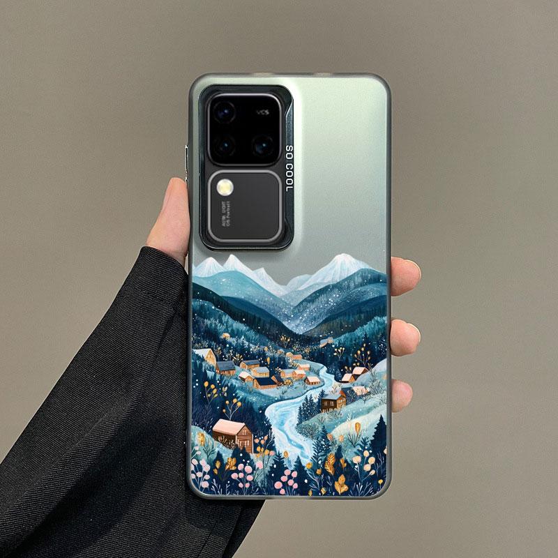 For Samsung Galaxy S25 S22 Ultra Plus S24 S23 Ultra Plus FE S21 FE Laser Phone Case Norwegian Scenery Shockproof Back Covers