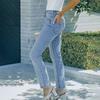 Ladies' Solid Color Casual Pants Versatile Slim Fit Straight Leg Denim Jeans