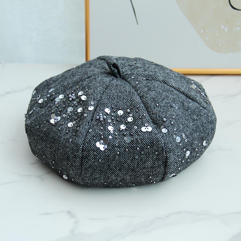 Internet celebrity small fragrant wind sequined fisherman hat children autumn and winter three-dimensional cloud octagonal hat temperament show face l