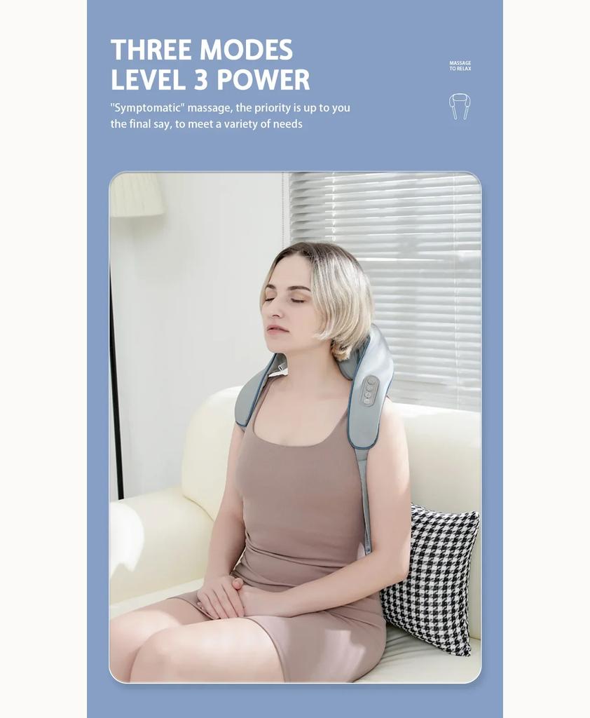 Portable Mini Relaxer Dredge Kneading Smart Electric Wrap Heated Trapezius Muscle Neck Multifunctional Shiatsu Massage Shawl