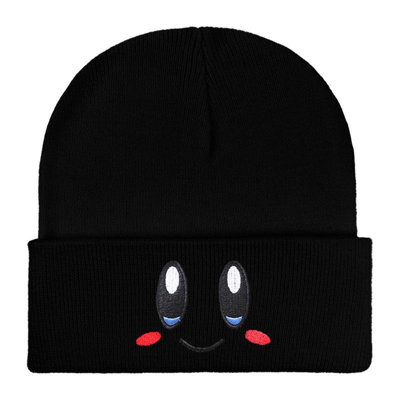 Cappello a Maglia Rosa con Viso Ricamato 3D Espressione di Kirby Carino Versatile Cappello in Filato
