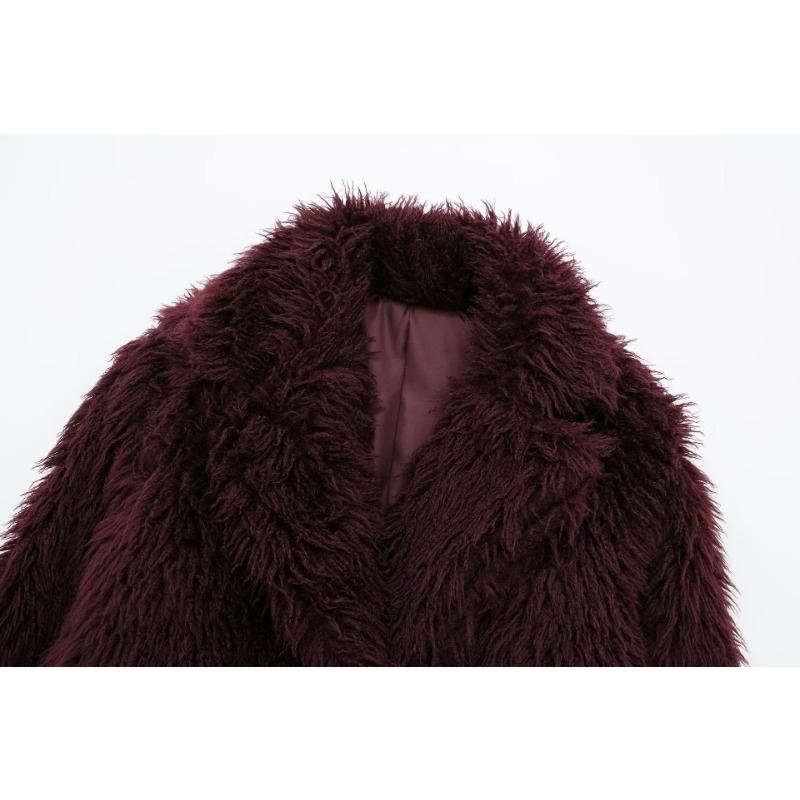 DAFIFY Women's Fashion Casual Solid Color Print Autumn Winter Long Sleeve POLO Neck Jackets & Coats