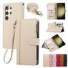 Crossbody Zipper Cards Solt Wallet Leather Case For Samsung Galaxy A16 A26 A36 A56 A17 S25 Ultra S24 S23 Plus S22 Lanyard Bag