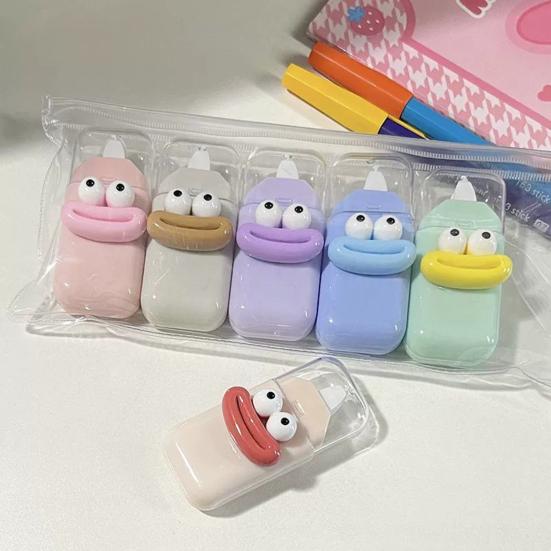 6 Stück Süßes Korrekturband für Schüler Tragbarer Mini-Whiteout-Roller Cartoon Glattes Nicht-Reiß-Band für Schulbürobedarf