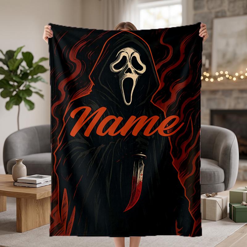 Scream Custom Flannel Blankets Soft Warm Cozy Throws for Home Decor Holiday Gifts