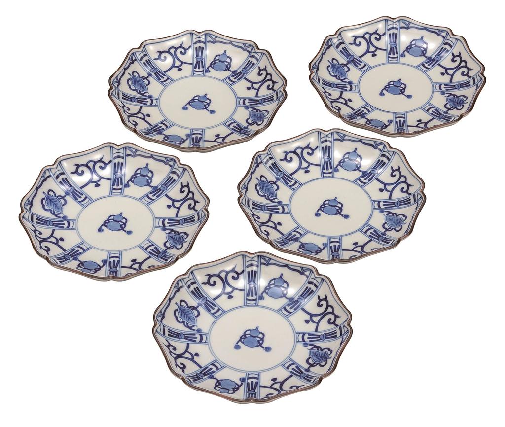 Kutani Ware Iwataya Kutani Ware Plate Set Dyed Treasure (No. 6) K7-150
