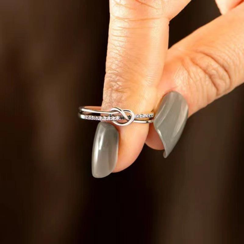 New Style Knotting Ring - Fashionable, Luxurious, Niche Style - Open Finger Ring for The Index Finger White-golden