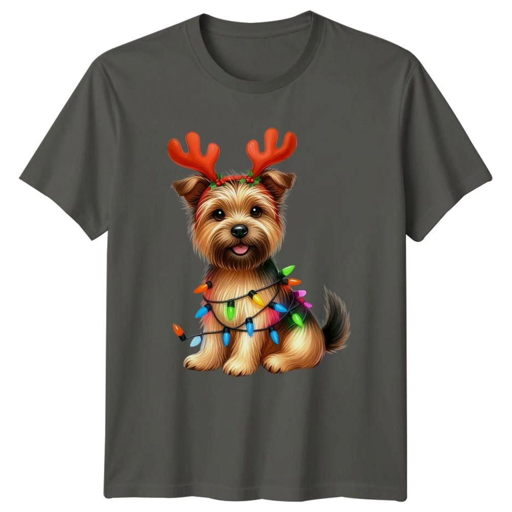 Yorkie Dog Christmas Holidays Reindeer Antlers Unisexs TShirt Unisexs Graphic Tee S