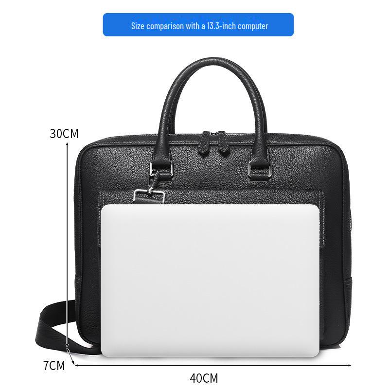 Men's Genuine Leather Water-Resistant Briefcase: High-End, Large-Capacity Commuter Bag