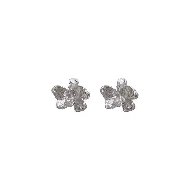 Irregularity Metal Flower Ear Stud for Women Fashion Party Jewelry Gift Accessories