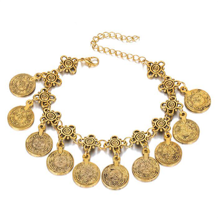 2024 Bohemian Metall Quaste Fußkettchen Luxus Charme Münze Knöchel Armband für Frauen Party Geschenk Schmuck