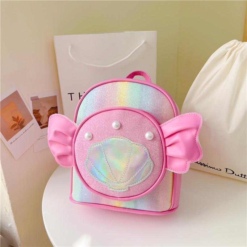 Adorable Girls Pu Winged Backpack Stylish Princess School Bag For Kids