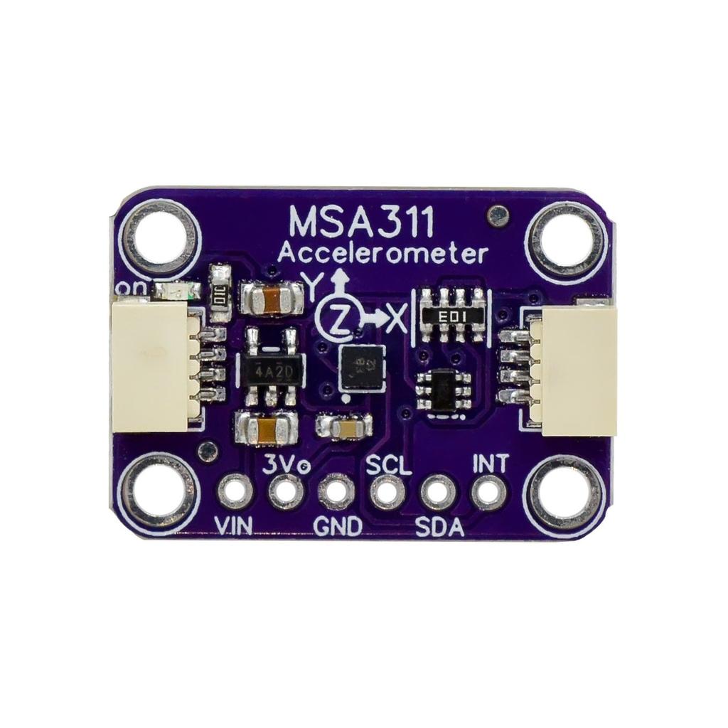 MSA311 triaxial accelerometer is compatible with STEMMA QT/For Qwiic interface for low power consumption