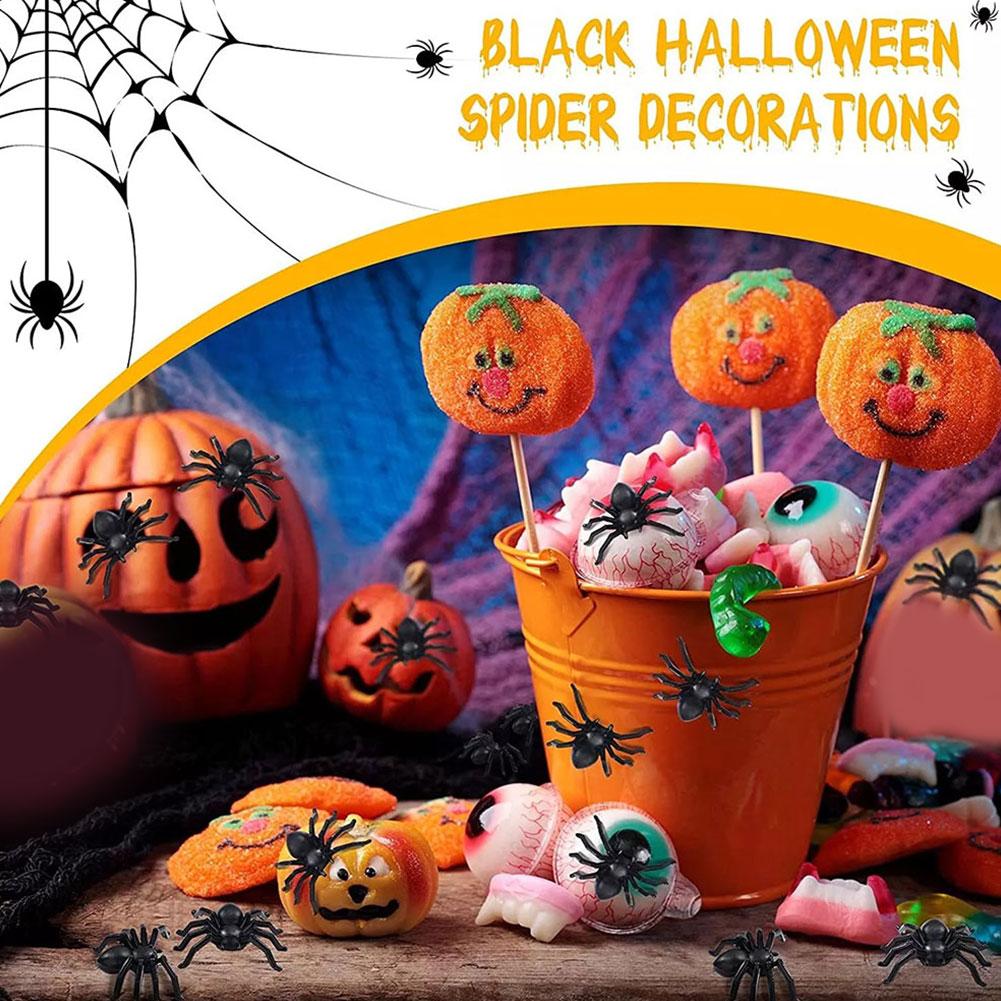 

100Pcs Halloween Decorative Simulation Spiders Black Funny Spider Fake Prank Spider Joke Props T2I1 luminous-100pcs