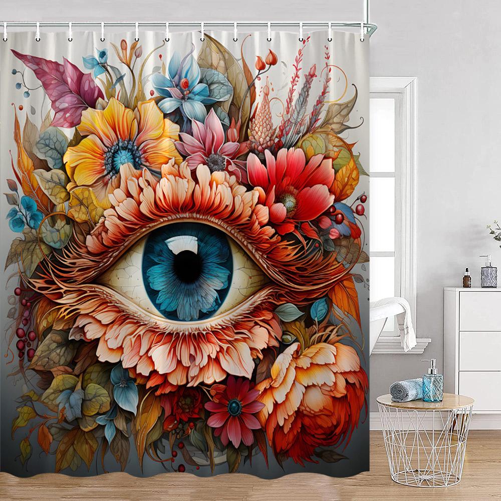Bohemian Blume Duschvorhang Boho Floral Vintage Druck Mandala Blumen und Pflanzen Badezimmer Vorhang Polyester Bad Dekoration