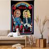 VIKAMA Ghost Baby Chucky Tapestry Bloody Art Living Room Decorative Fabric Horror Movie Theme Bedroom Game Room Tapestry