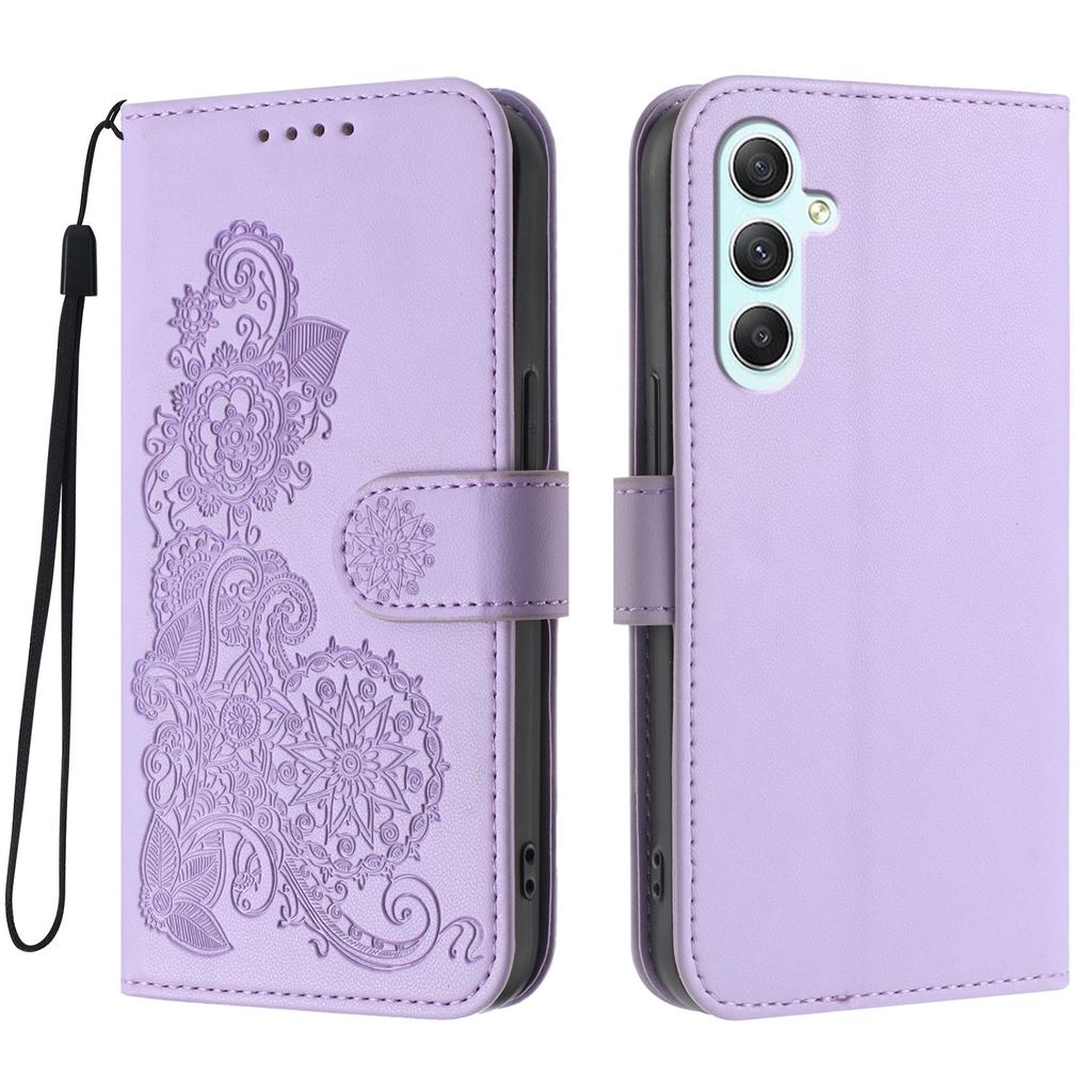 For Samsung Galaxy A35 5G Phone Cases Mandala Flower Leather Wallet Mobile Cover with Strap
