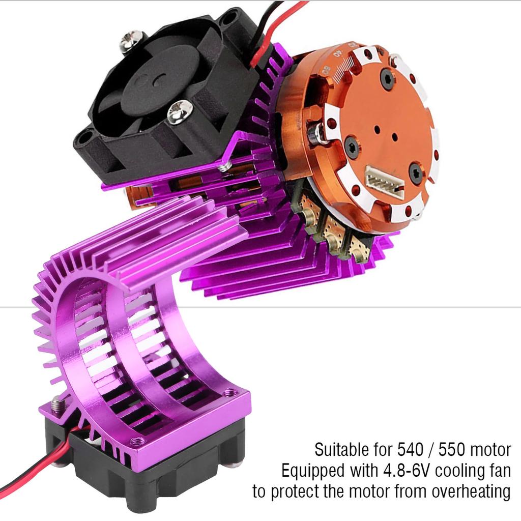 Model Accessory Heat Sink With Cooling Fan for 1 10 Scale Electric RC Car 540   550 Motor