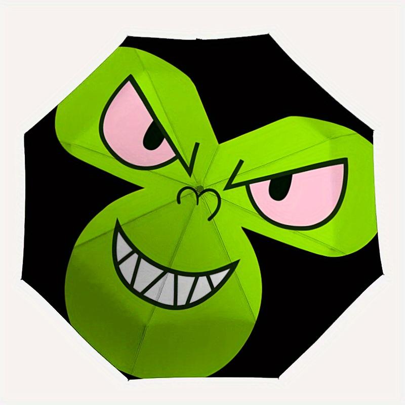

1pc Green Monster FaceAutomatic Folding Umbrella, Portable & Foldable Design with 8 Ribs, Casual Outdoor Accessory yy250804258