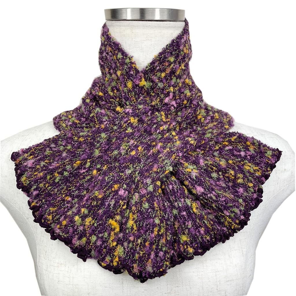 TERAICHI Mini Scarf with Mixed and Insert Neck Warmer Women's Cross-Shaped Inserts, Pattern, (Purple)