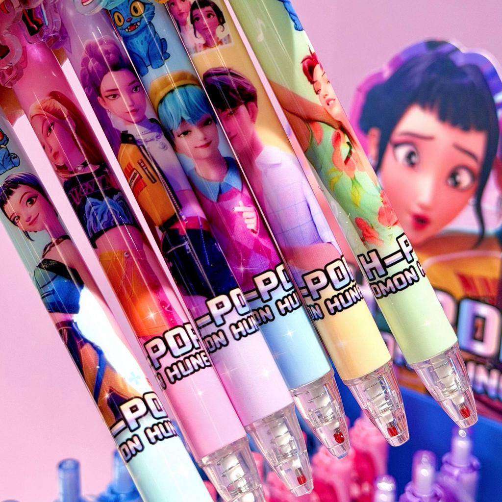 6-teiliges KPop Hunters Gel-Stifte-Set - Rumi Mira Zoey Saja Cartoon-Stifte, Schulschreib- und Zeichenbedarf für Jungen Mädchen Geschenke