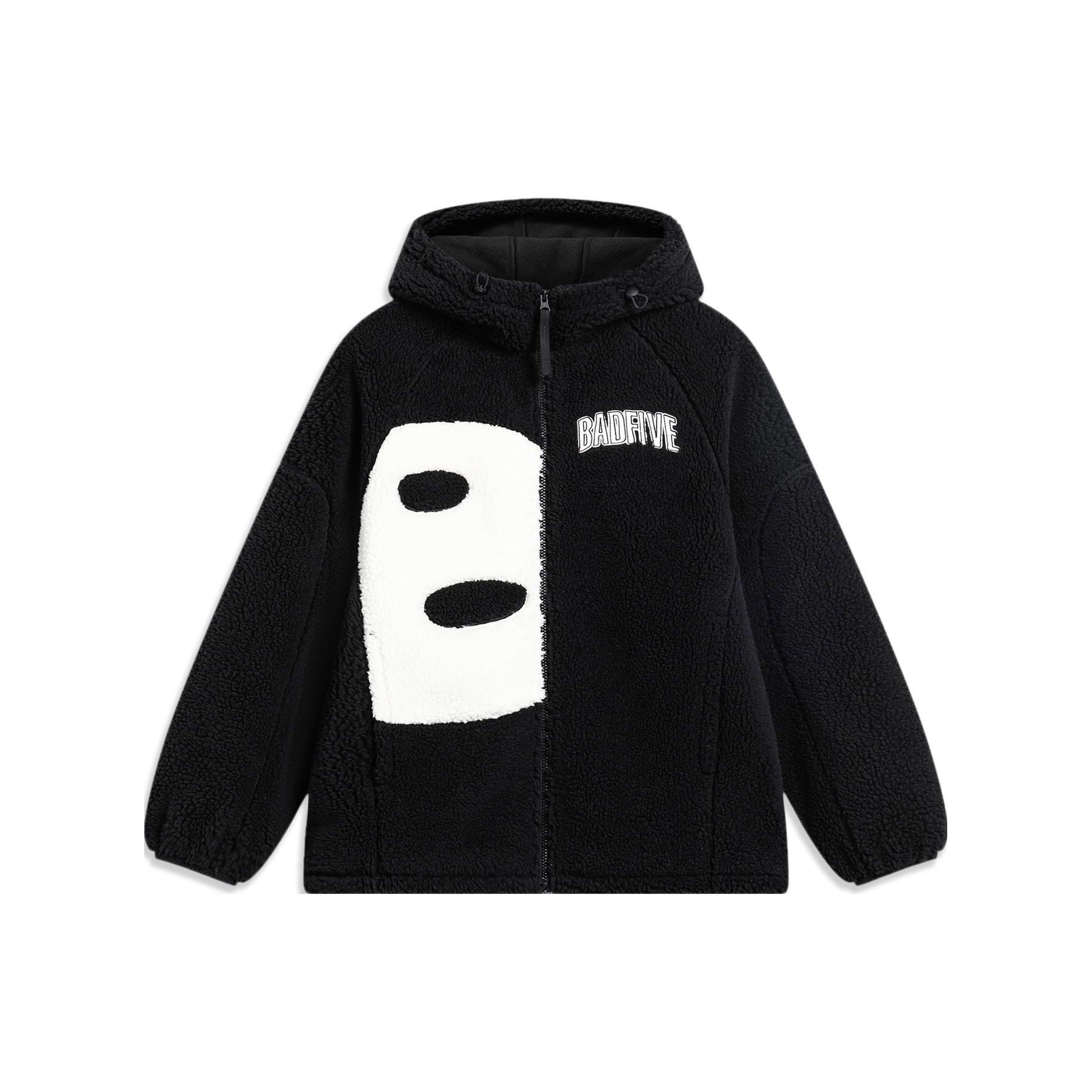 Li-Ning Men s BADFIVE Sherpa Fleece Hooded Jacket Black AFDT665-4 XS