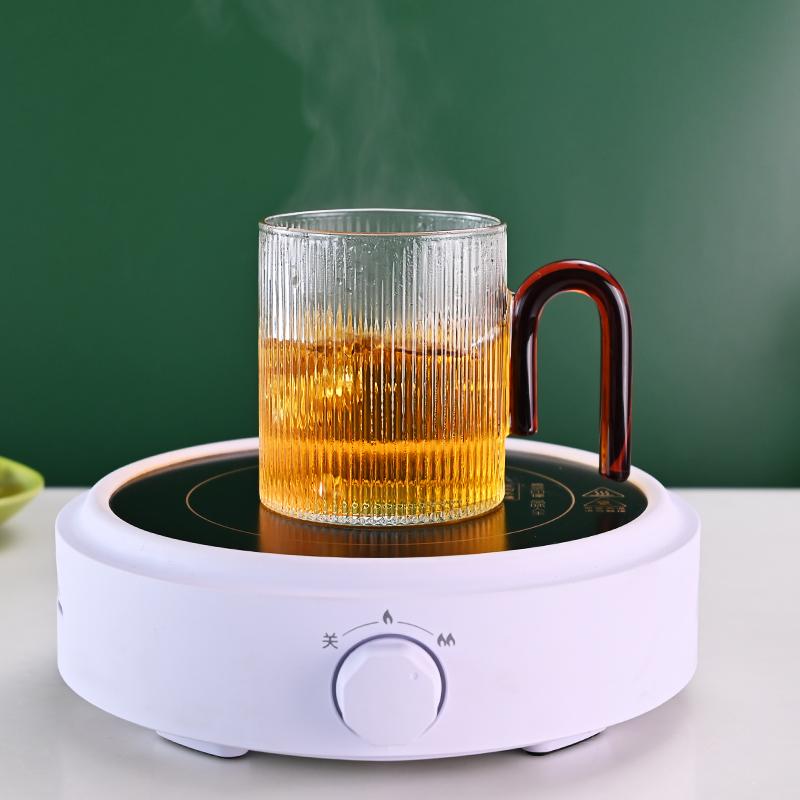 

Heat Resistant High Borosilicate Glass Mug with Color U-Shaped Handle Breakfast Flower Tea Cup Pattern Milk Coffee Cup 301-400ml