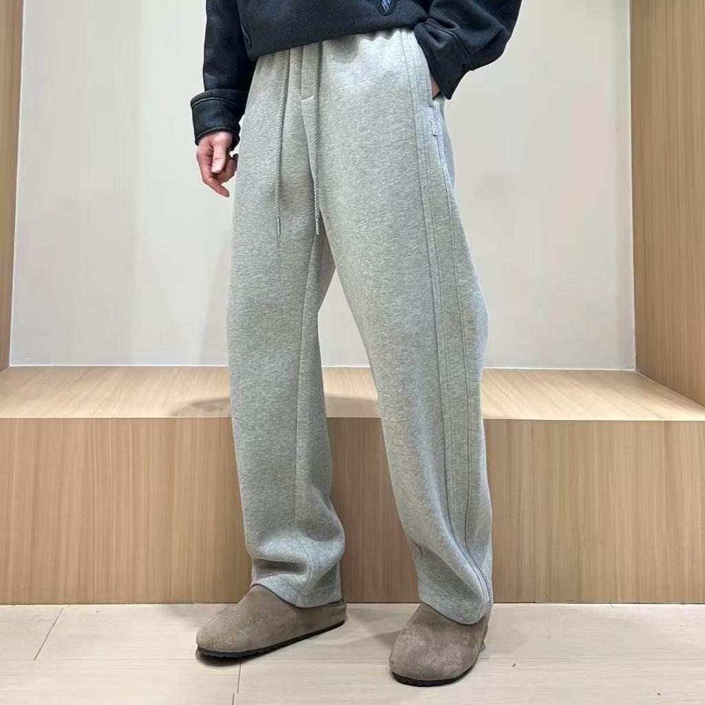 Autumn and Winter New Straight Sweatpants Trendy Sports Solid Color Versatile Comfortable Fleece Pants Men's Loose Casual Pants