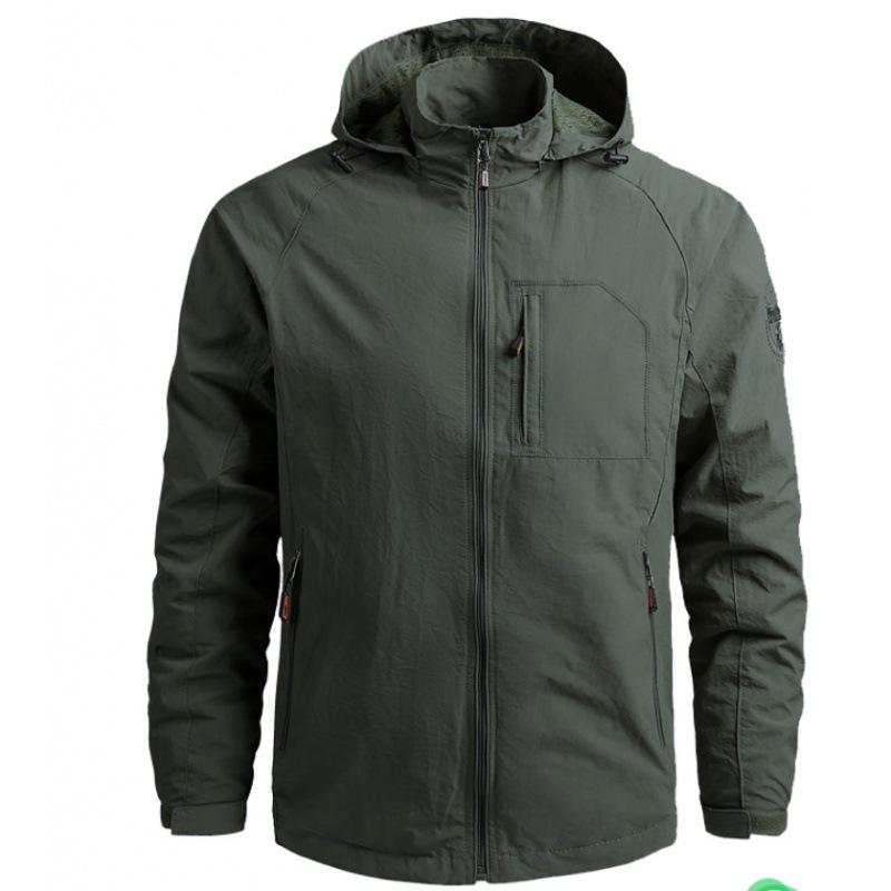 

Spring And Autumn Casual Windproof Sunscreen Clothing Men S Outdoor Light And Thin Breathable Charge Jacket Waterproof Casual Jacket 5XL армія зелений колір