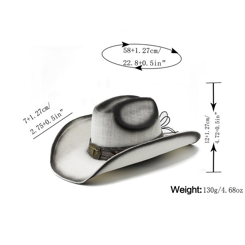 Outdoor travel sun hat rolled brim western cowboy hat outdoor sun protection hat fishing hat straw hat summer
