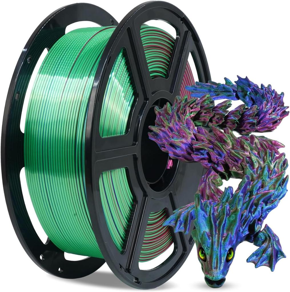 Tri-Colors Silk PLA 3D Printer Filament, PLA Filament 1.75mm, Dimensional Accuracy +/- 0.02 Mm, 1KG, Coextrusion 3D Filament