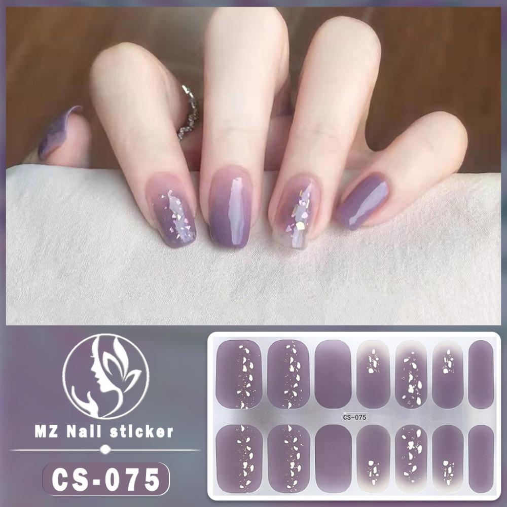 New type of bake-free gel nail polish film, full sticker, plaid spring and summer flower nail art film, nail film, waterproof paper patch