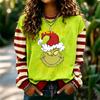 Women's Long Sleeve Neck Pullover Sweatshirt with Christmas Holiday Print for Casual Daily Wear