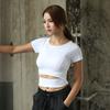 Sexy Women Yoga T-shirts Solid Black White Sports Tops Casual Gym Tees For Female Leisure Running Cycling T-shirts Short Sleeve Tees Girls Casual Tee