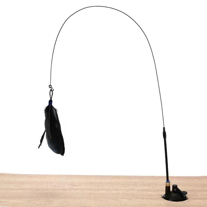 

Interactive Cat Feather Wand Toy Suction Cup Hands-Free Cat Teaser Toy With Replaceable Feathers For Kitten Play чорний