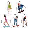 62KD 1/64 Scale Realistic Resins Skateboard Boy Girl Sculpture for Model Train Layouts and Dollhouses Landscape Decorations