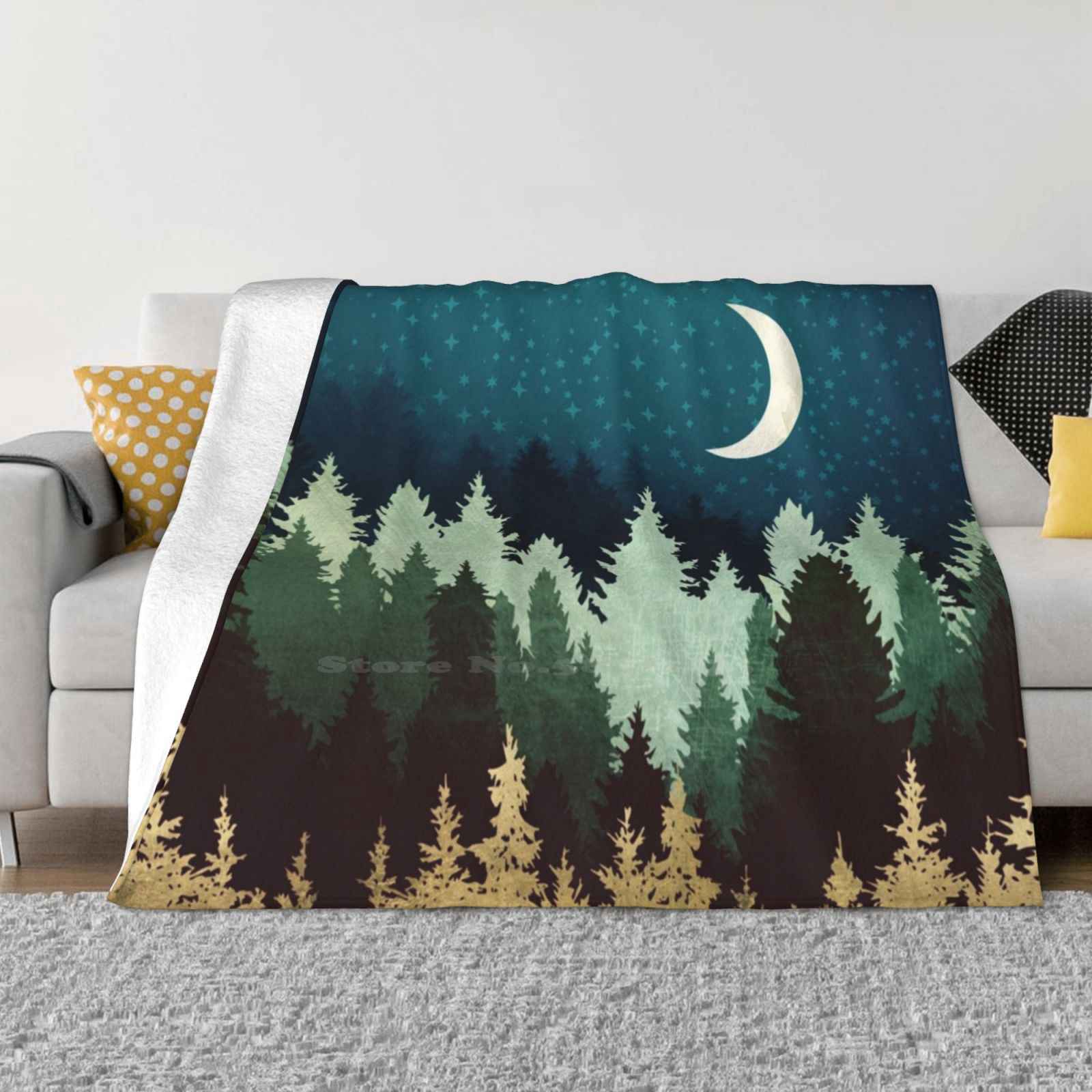 Star Forest Reflection Low Price New Print Novelty Fashion Soft Warm Blanket Stars Forest Trees Reflection Water Lake Ocean Sea 30x40in