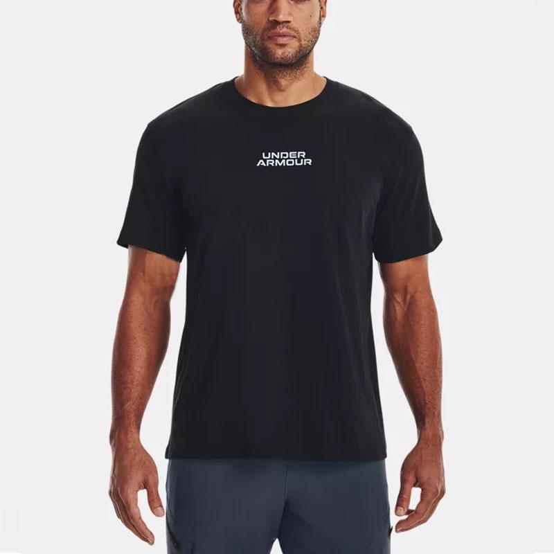 Under Armour Outline Letter Print Crew Neck Short Sleeve T-Shirt Men Black 1379109-001