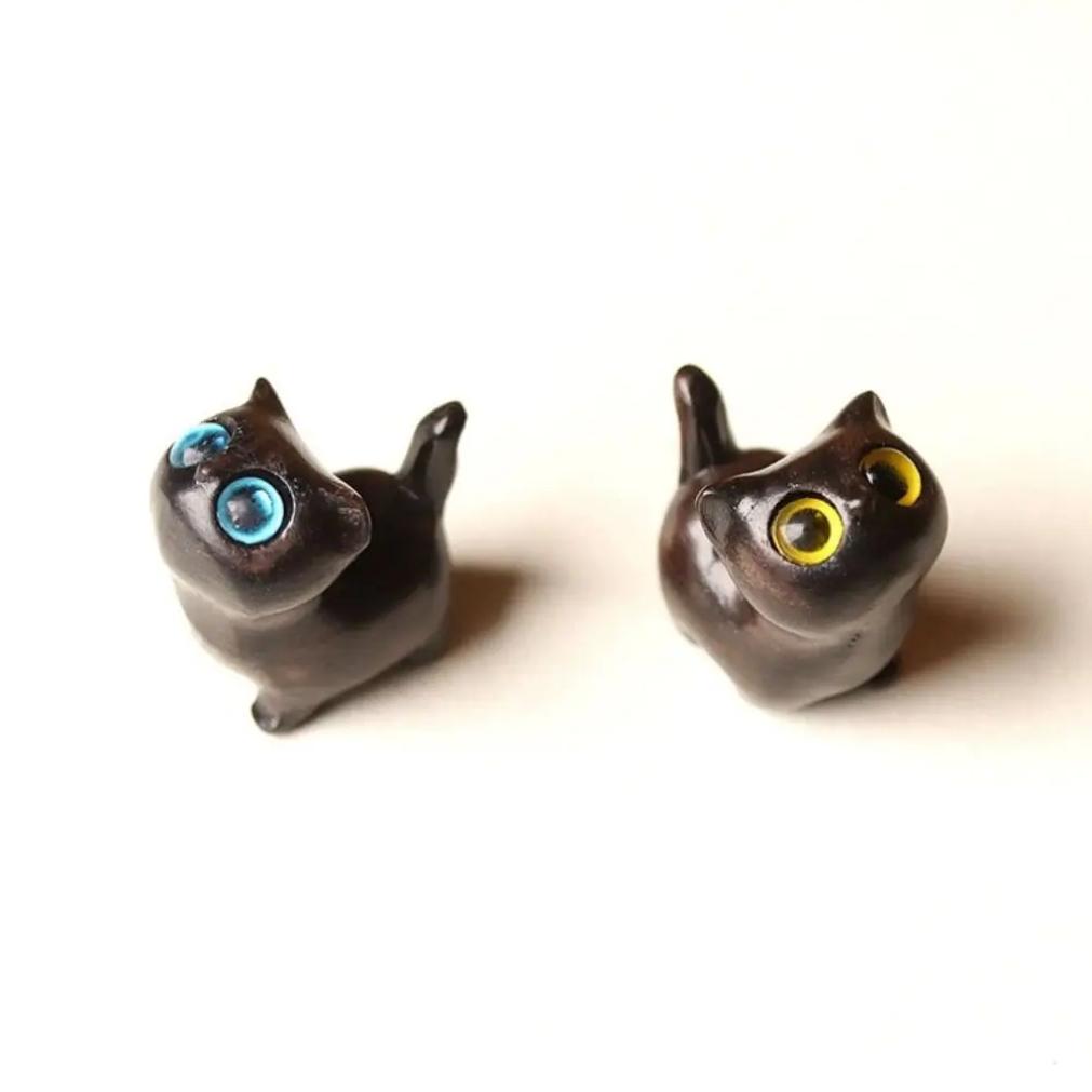 Sandelholz Katze Schreibtischfigur Kawaii Cartoon Holzgeschnitzte Figur Exquisite Niedliche Tierpuppe Spielzeug Schlafzimmer2025neu