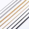 Colar Masculino Corrente Caixa Quadrada Aço Inoxidável para Mulheres Choker Dourado/Cobre/Preto Acessórios de Joalheria no Pescoço